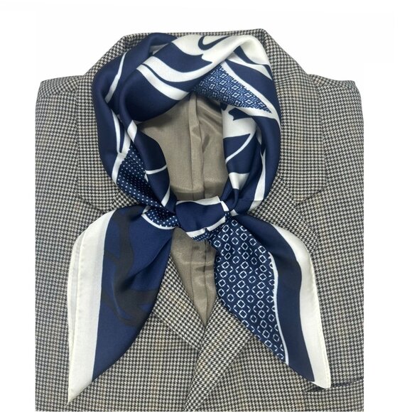 Unbranded Other - ⭐Silky Navy Blue Camellia Scarf Large Floral Print Chic Luxury Accessory hijab